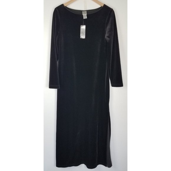 International Concepts Intimates Sz. M Black Velvet Long Sleeve Maxi Gown NWT - Picture 1 of 7